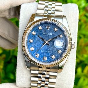 Rolex DateJust 116234 Blue Jubilee Anniversary diamond dial- Box & Papers 36mm